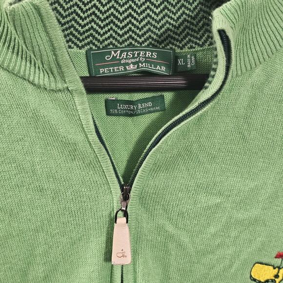 Peter Millar Masters Sweater Vest Mens Green 1/4 Zip Cashmere Blend Golf Size XL - Picture 3 of 6